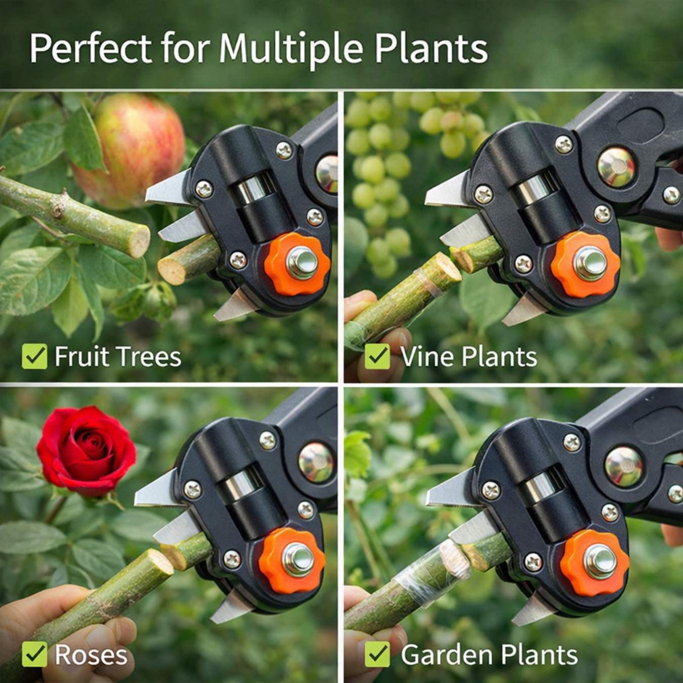 2 in 1 Garden Grafting Tool Kit with 2 Replacement Blades and 1 Grafting Base