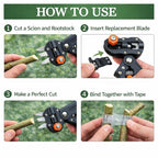2 in 1 Garden Grafting Tool Kit with 2 Replacement Blades and 1 Grafting Base