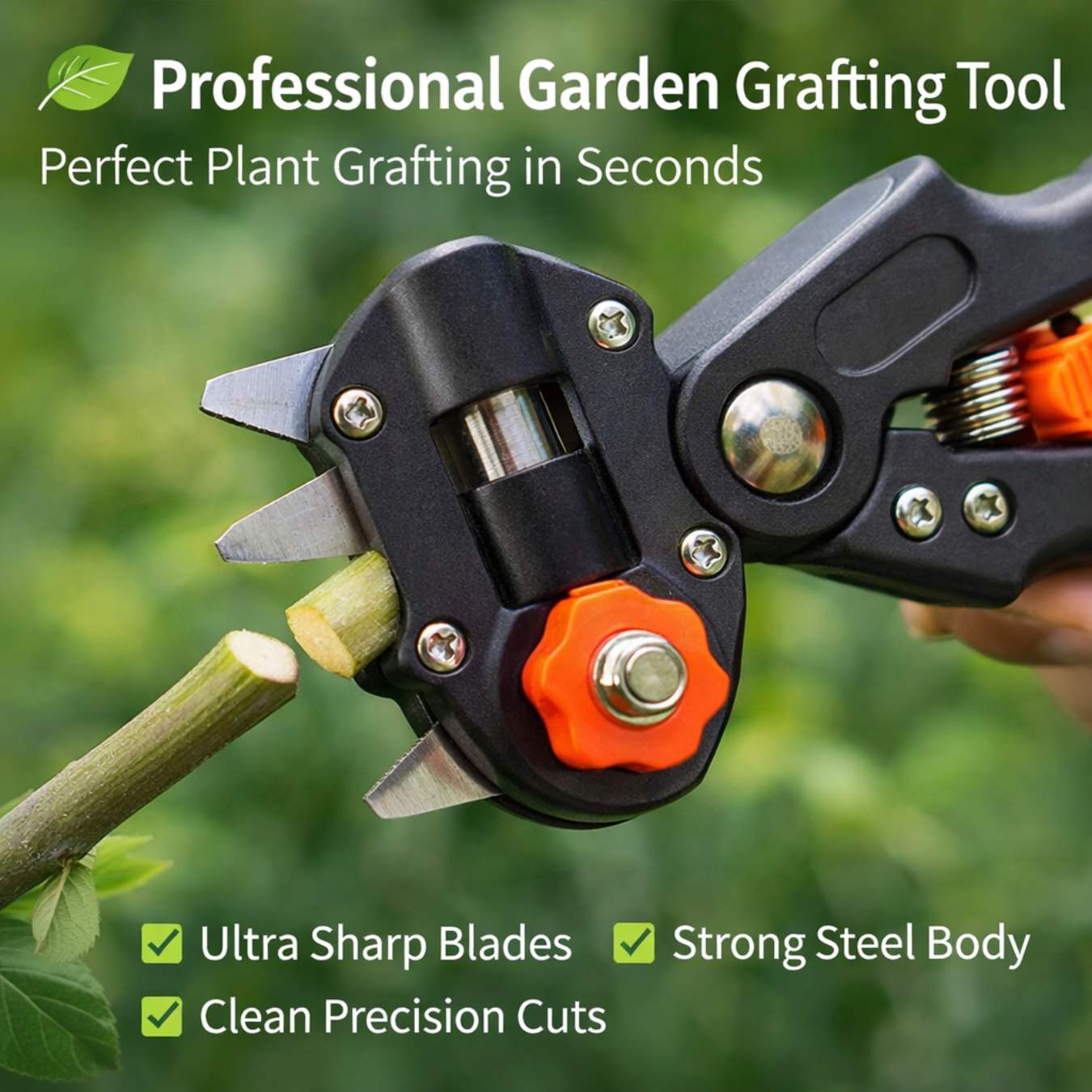 2 in 1 Garden Grafting Tool Kit with 2 Replacement Blades and 1 Grafting Base