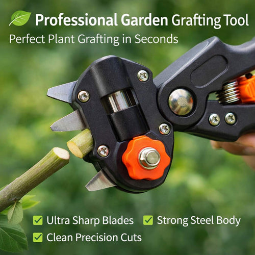 2 in 1 Garden Grafting Tool Kit with 2 Replacement Blades and 1 Grafting Base
