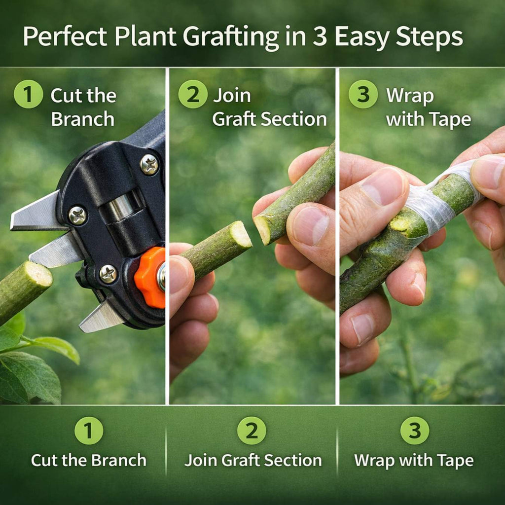 2 in 1 Garden Grafting Tool Kit with 2 Replacement Blades and 1 Grafting Base